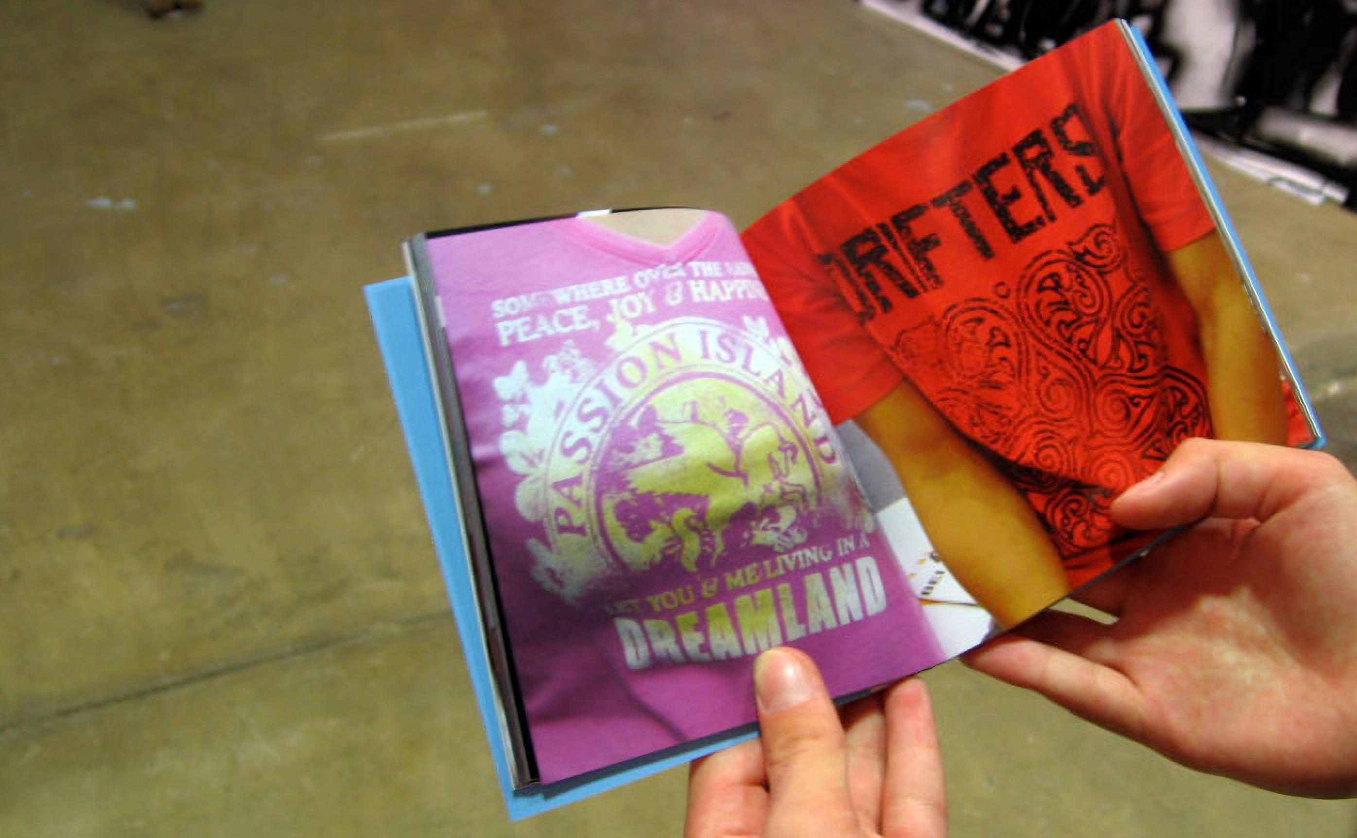 Whatever I Like, installation detail with open book, Pickled Art Centre, Beijing, 2007