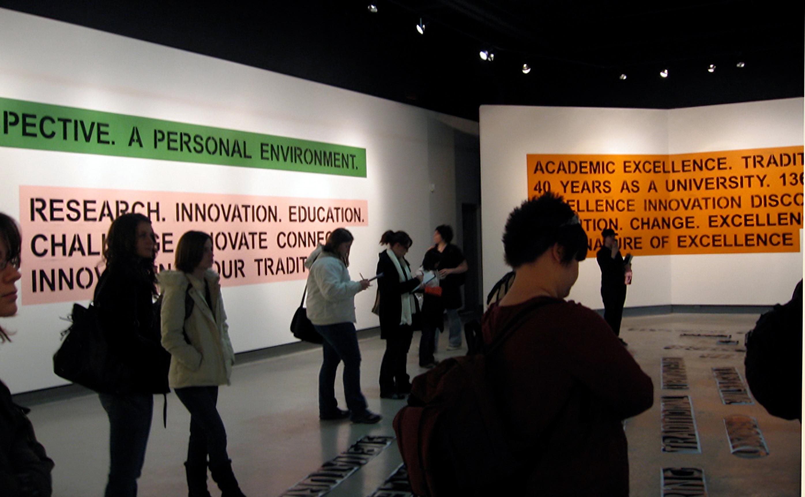 Branded, installation, wall-text paintings, Render, University of Waterloo Art Gallery, Canada, 2008