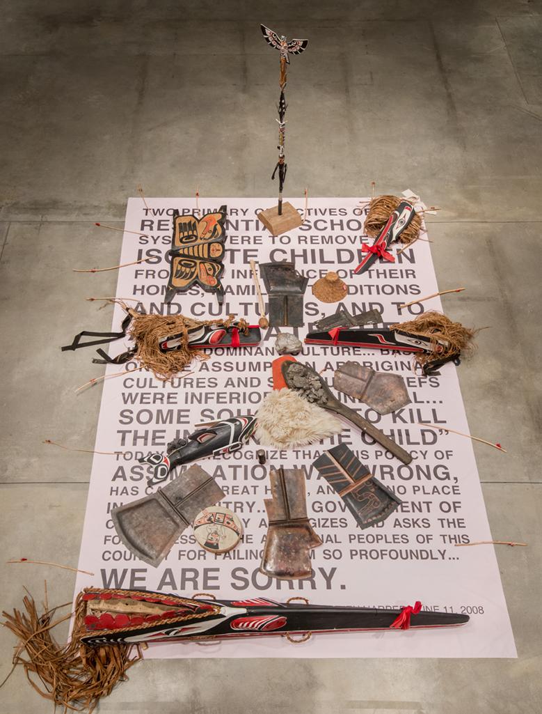 WE ARE SORRY panel in Lalakenis/All Directions: A Journey of Truth and Unity, Belkin Art Gallery, University of British Columbia, 2016