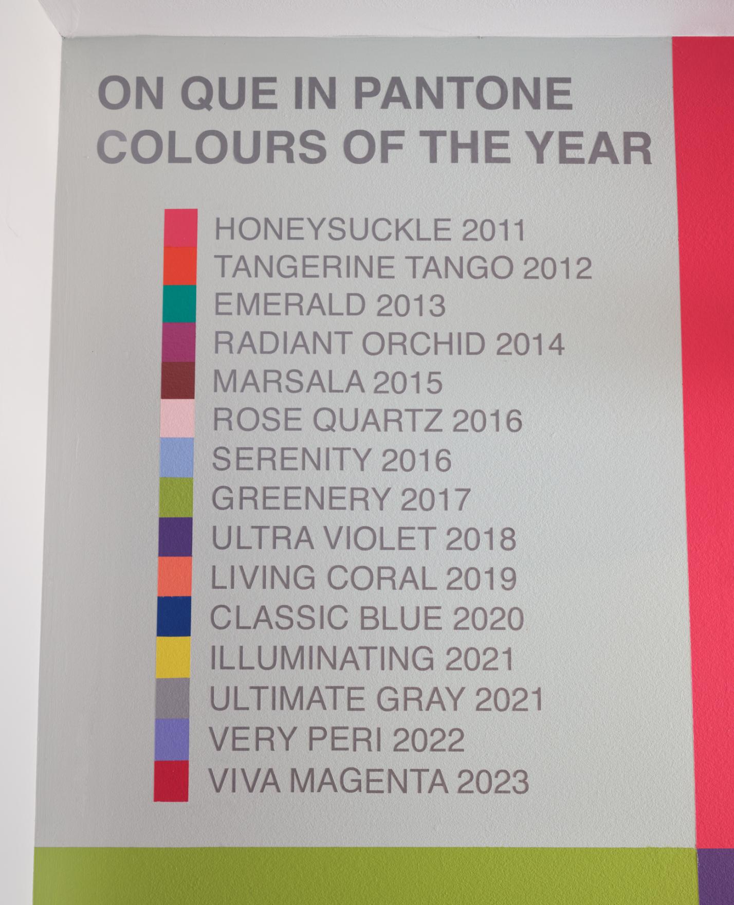On Que in Pantone Colours of the Year, permanent installation, Lobby, On Que, 2511 Quebec St, Vancouver