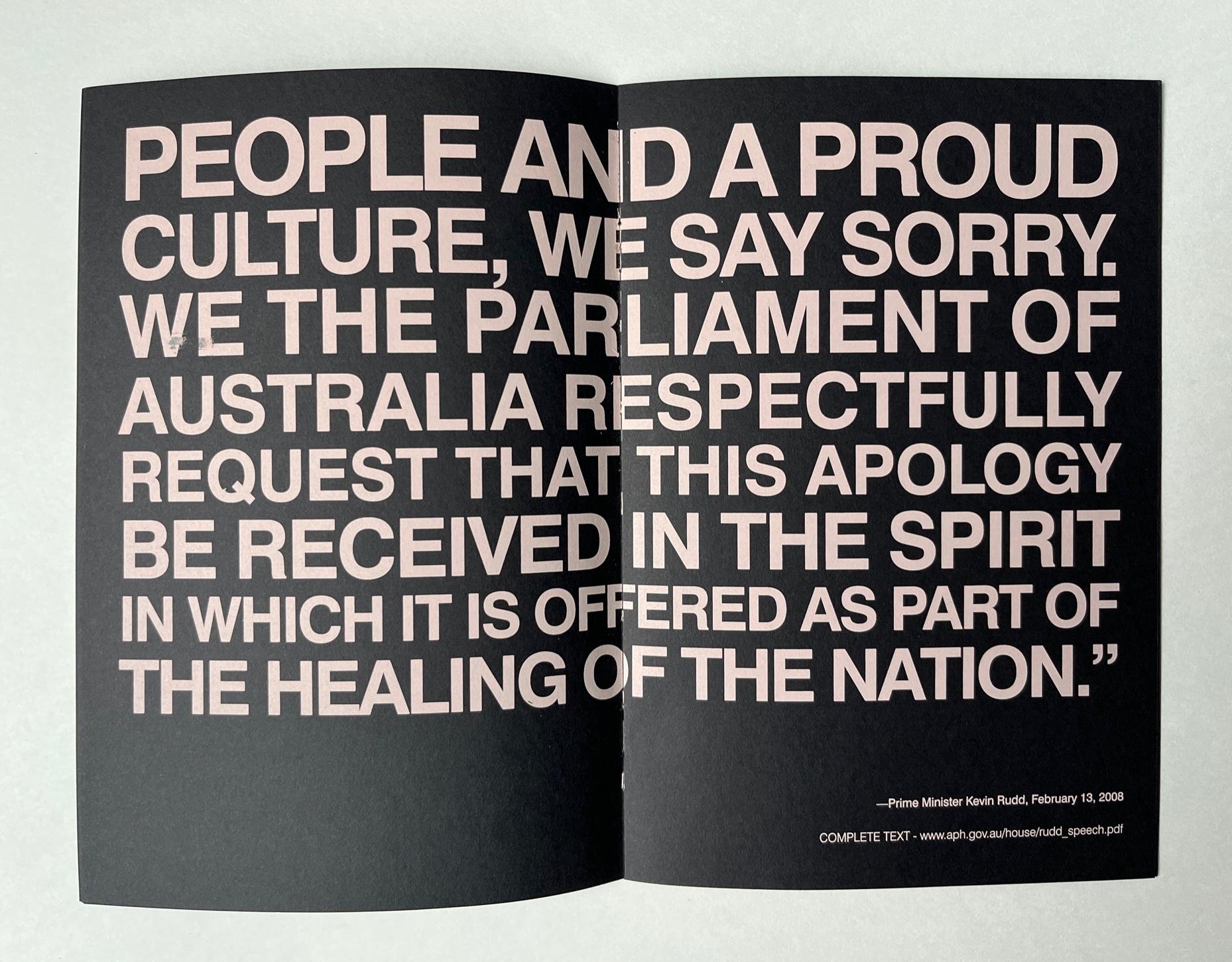 WE ARE SORRY, Artists & Activists 10, Printed Matter, NY + The Truth and Reconciliation of Canada, 2010, 16pp