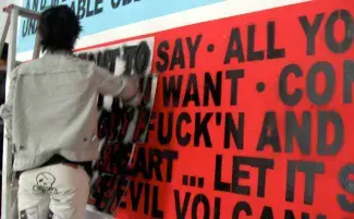 Whatever I Like, installing stenciled wall painting, Pickled Art Centre, Beijing, 2007