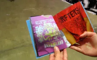 Whatever I Like, installation detail with open book, Pickled Art Centre, Beijing, 2007