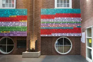 WE CALL, permanent installation, print of fabric, Upper Canada College, Toronto, 2018