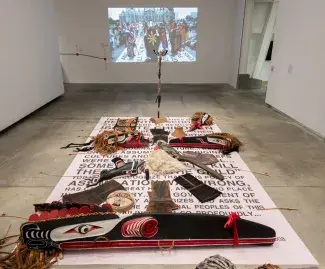 WE ARE SORRY panel in Lalakenis/All Directions: A Journey of Truth and Unity, Belkin Art Gallery, University of British Columbia, 2016