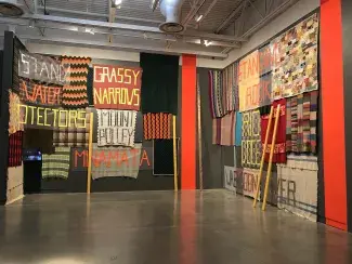 Intertribal Lifelines, installation, collaboration with Charlene Vickers in Ground Signals, Surrey Art Gallery, 2017