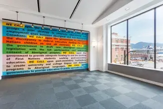 WE CALL, installation, one of two panels, Teck Gallery, Simon Fraser University Galleries, Vancouver, 2017