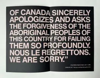 WE ARE SORRY, Artists & Activists 10, Printed Matter, NY + The Truth and Reconciliation of Canada, 2010, 16pp